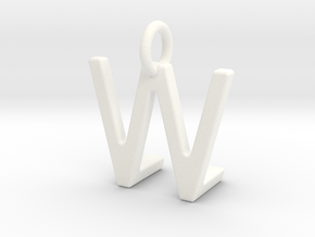 Two way letter pendant - LW WL in White Processed Versatile Plastic