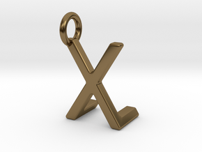 Two way letter pendant - LX XL in Polished Bronze