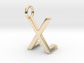 Two way letter pendant - LX XL in 14k Gold Plated Brass