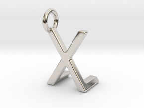 Two way letter pendant - LX XL in Rhodium Plated Brass