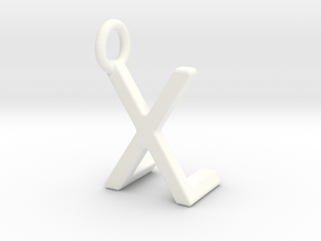 Two way letter pendant - LX XL in White Processed Versatile Plastic