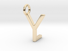 Two way letter pendant - LY YL in 14k Gold Plated Brass