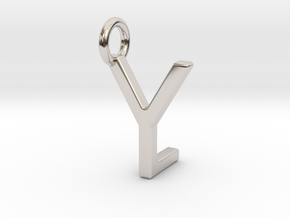 Two way letter pendant - LY YL in Rhodium Plated Brass