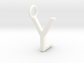 Two way letter pendant - LY YL in White Processed Versatile Plastic