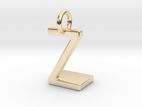 Two way letter pendant - LZ ZL in 14k Gold Plated Brass
