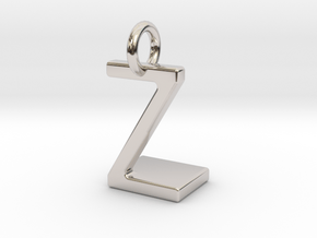 Two way letter pendant - LZ ZL in Rhodium Plated Brass