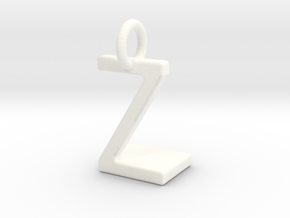 Two way letter pendant - LZ ZL in White Processed Versatile Plastic
