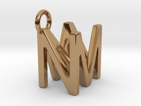Two way letter pendant - MN NM in Polished Brass