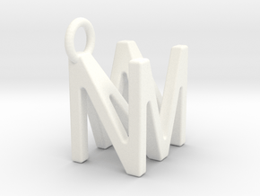 Two way letter pendant - MN NM in White Processed Versatile Plastic