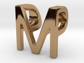 Two way letter pendant - MP PM in Polished Brass