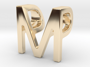 Two way letter pendant - MP PM in 14k Gold Plated Brass