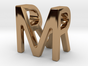 Two way letter pendant - MR RM in Polished Brass