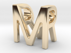 Two way letter pendant - MR RM in 14k Gold Plated Brass