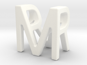 Two way letter pendant - MR RM in White Processed Versatile Plastic