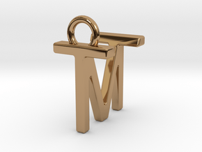 Two way letter pendant - MT TM in Polished Brass
