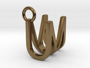 Two way letter pendant - MU UM in Polished Bronze