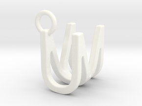 Two way letter pendant - MU UM in White Processed Versatile Plastic