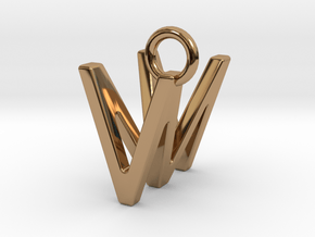 Two way letter pendant - MV VM in Polished Brass