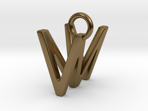 Two way letter pendant - MV VM in Polished Bronze