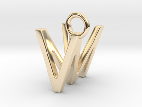 Two way letter pendant - MV VM in 14k Gold Plated Brass