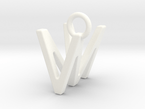 Two way letter pendant - MV VM in White Processed Versatile Plastic