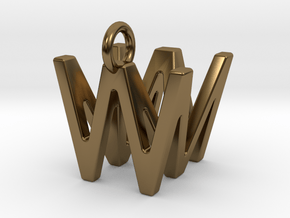 Two way letter pendant - MW WM in Polished Bronze
