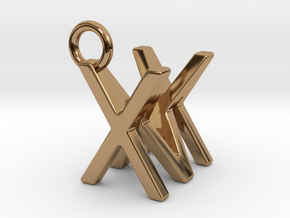 Two way letter pendant - MX XM in Polished Brass