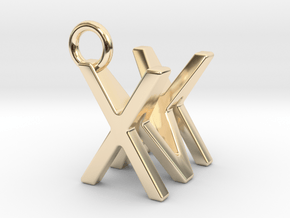 Two way letter pendant - MX XM in 14k Gold Plated Brass
