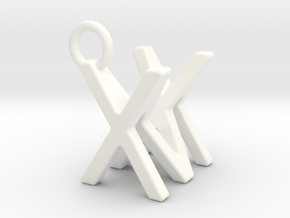 Two way letter pendant - MX XM in White Processed Versatile Plastic