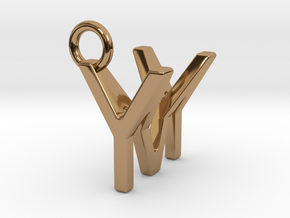 Two way letter pendant - MY YM in Polished Brass