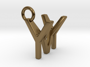 Two way letter pendant - MY YM in Polished Bronze