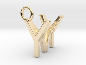 Two way letter pendant - MY YM in 14k Gold Plated Brass