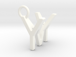 Two way letter pendant - MY YM in White Processed Versatile Plastic