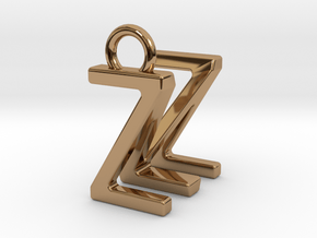Two way letter pendant - MZ ZM in Polished Brass