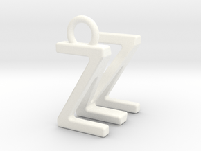 Two way letter pendant - MZ ZM in White Processed Versatile Plastic