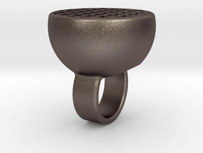 Maze-ring in Polished Bronzed Silver Steel