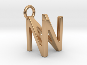 Two way letter pendant - NN N in Polished Bronze