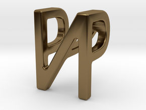 Two way letter pendant - NP PN in Polished Bronze