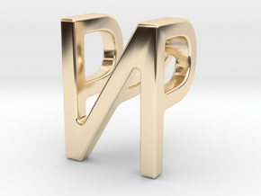 Two way letter pendant - NP PN in 14k Gold Plated Brass