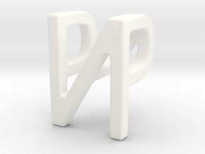 Two way letter pendant - NP PN in White Processed Versatile Plastic