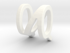 Two way letter pendant - NQ QN in White Processed Versatile Plastic