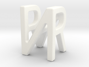 Two way letter pendant - NR RN in White Processed Versatile Plastic