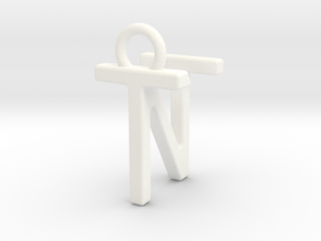 Two way letter pendant - NT TN in White Processed Versatile Plastic