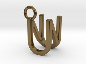 Two way letter pendant - NU UN in Polished Bronze