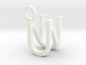 Two way letter pendant - NU UN in White Processed Versatile Plastic