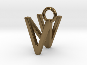 Two way letter pendant - NV VN in Polished Bronze