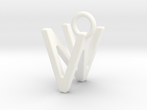 Two way letter pendant - NV VN in White Processed Versatile Plastic