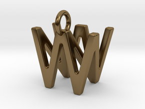 Two way letter pendant - NW WN in Polished Bronze