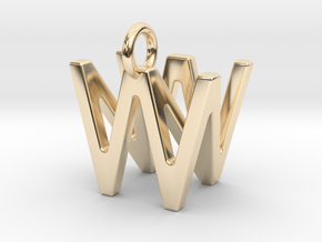 Two way letter pendant - NW WN in 14k Gold Plated Brass