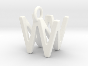 Two way letter pendant - NW WN in White Processed Versatile Plastic
